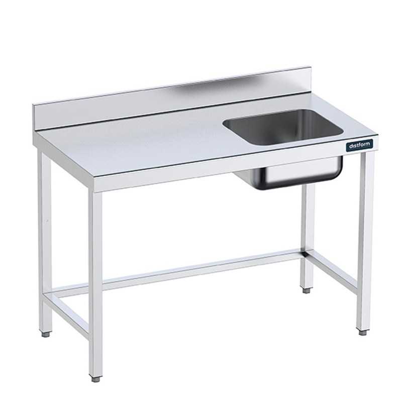 Mesa Acero inox. Chef con cubeta a la derecha fondo 600