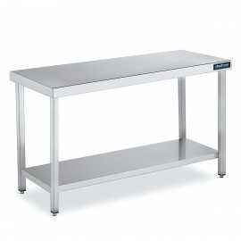 Mesa CENTRAL Acero Inox Fondo 60 CON ESTANTE