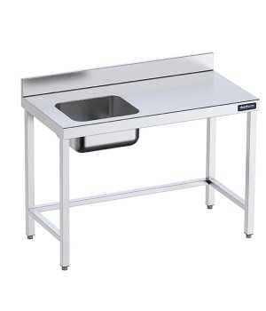 Mesa Inox. Chef cubeta izquierda sin estante fondo 700