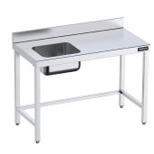Mesa Inox. Chef  cubeta izquierda sin estante fondo 700