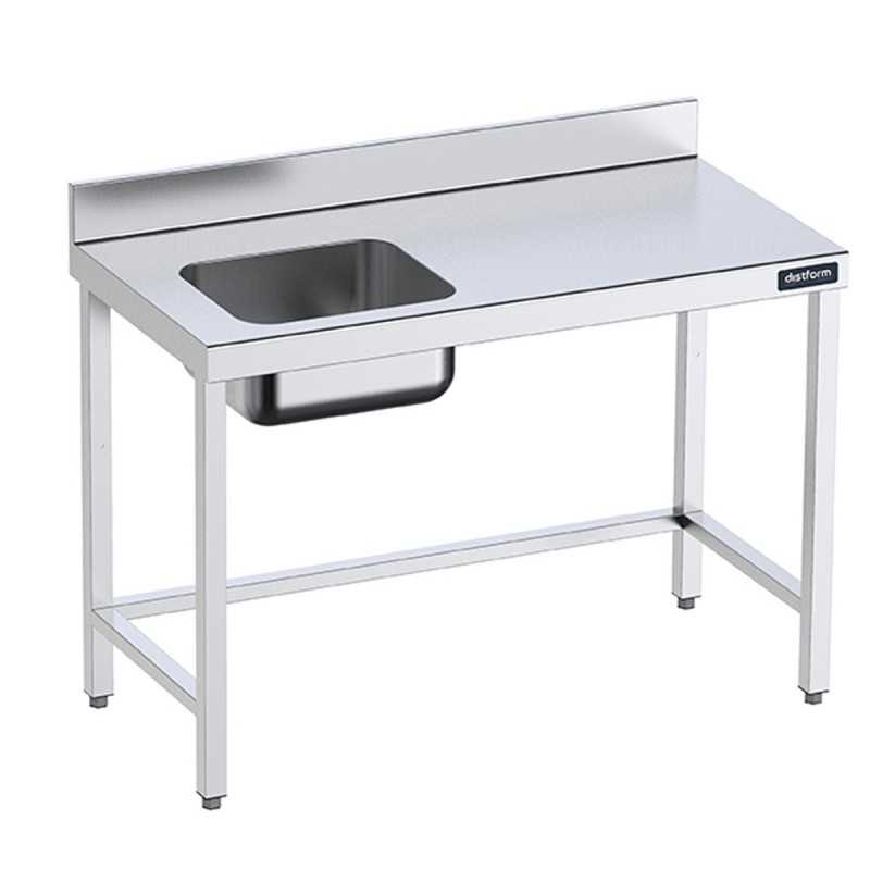 Mesa Inox. Chef cubeta izquierda sin estante fondo 700