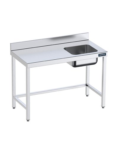 Mesa Inox. Chef cubeta derecha sin estante fondo 700