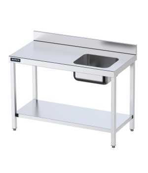Mesa Inox. Chef cubeta derecha con estante fondo 700