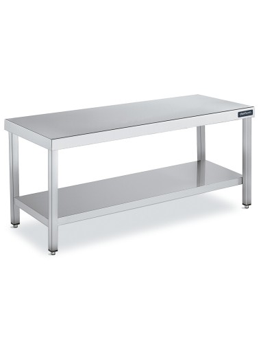 Mesa Acero Inoxidable Central FONDO 900 con estante