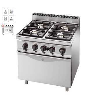 Cocina a gas con horno industrial GN2/1 RMG7F4+FG
