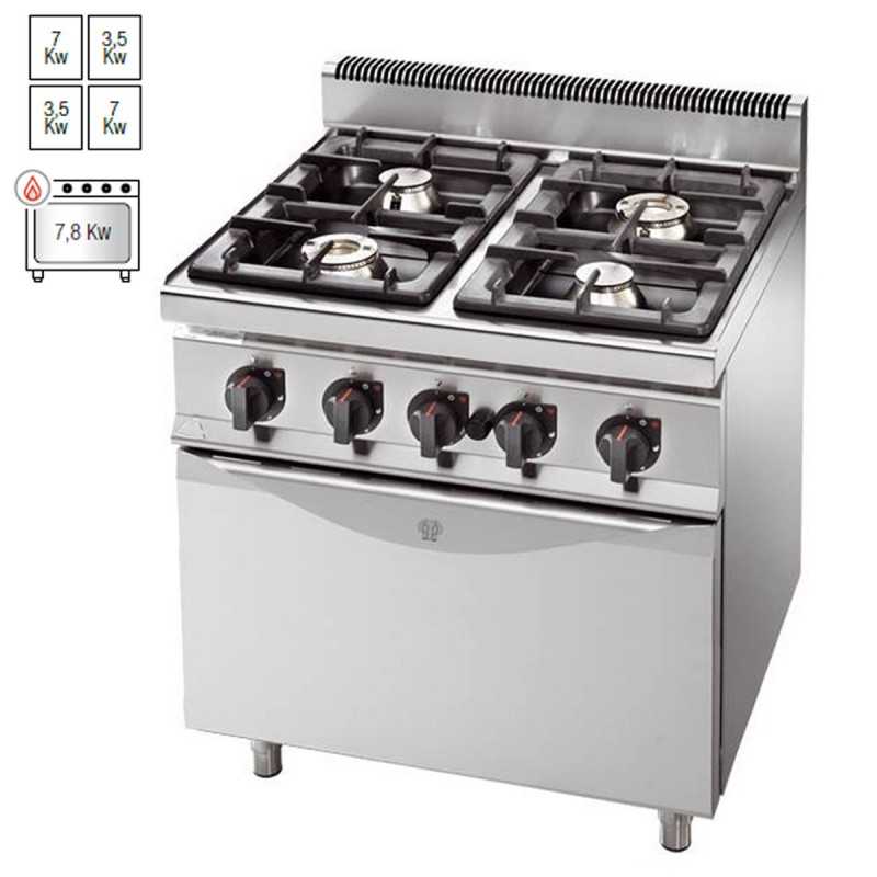 Cocina a gas con horno industrial GN2/1 RMG7F4+FG