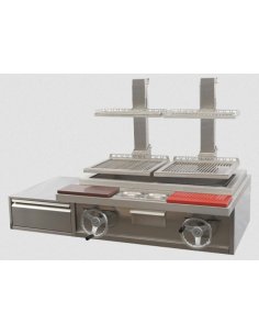 Parrilla de carbón profesional de sobremesa Doble Cuerpo INOX