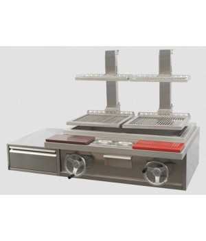 Parrilla de carbón profesional de sobremesa Doble Cuerpo INOX