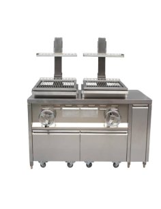 Parrilla de carbón profesional con cajones en acero inoxidable KMPVG-3