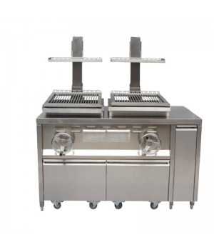 Parrilla de carbón profesional con cajones en acero inoxidable KMPVG-3