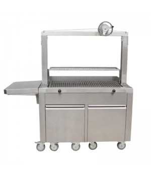 Parrilla de carbón profesional con rueda superior en acero inoxidable KMPVG-9