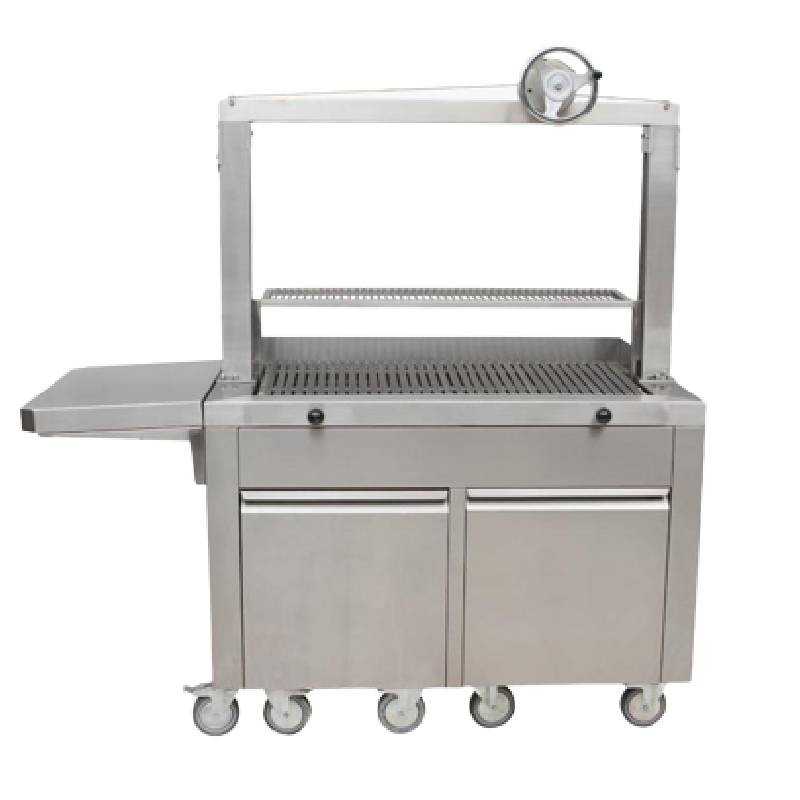 Parrilla de carbón profesional con rueda superior en acero inoxidable KMPVG-9