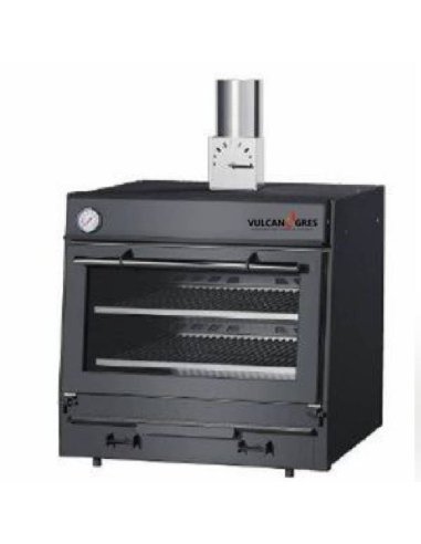 Horno de sobremesa de brasa/carbón con puerta de cristal basculante (700x620mm) HBSDG