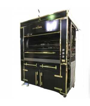 Asador de pollos al carbón de 8+4 astas carcasa cuadrada inox APCVG60