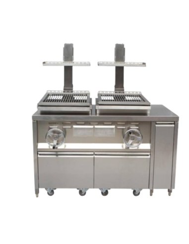 Barbacoa de carbón profesional con cajones en acero inoxidable KMPVG-3