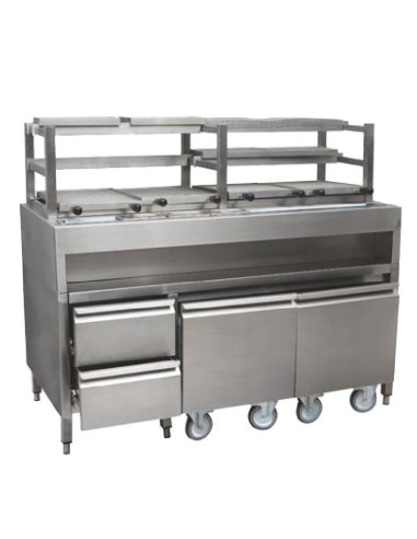 Barbacoa de carbón profesional estilo robata en acero inoxidable KMPVG-6
