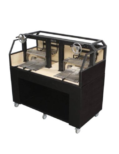 Barbacoa profesional de carbón, negra y en acero inoxidable KMPVG-7