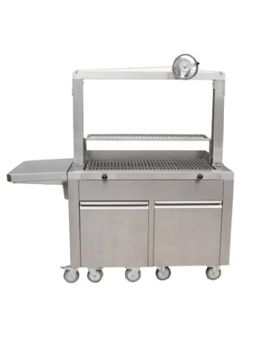 Barbacoa de carbón profesional con rueda superior en acero inoxidable KMPVG-9