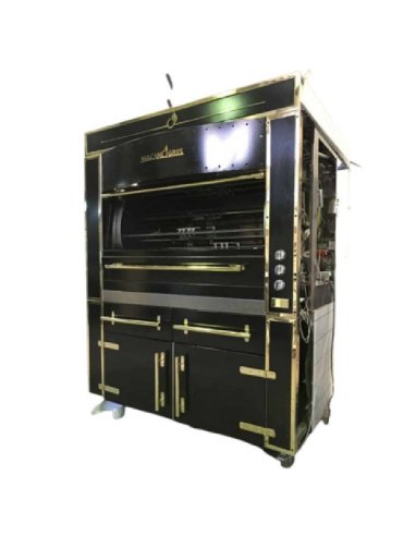 Asador de pollos al carbón de 8+4 astas y carcasa cuadrada sin cesta trasera acero inoxidable CCU-60P-SC