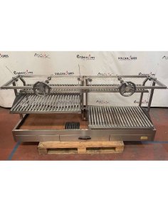 Parrilla Vasca de carbón profesional inox de sobremesa, con dos ruedas de elevación PCIVG-VC 2