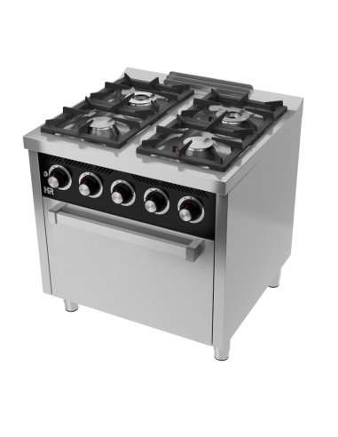 Cocina industrial de 4 fuegos HRC4F750H con horno