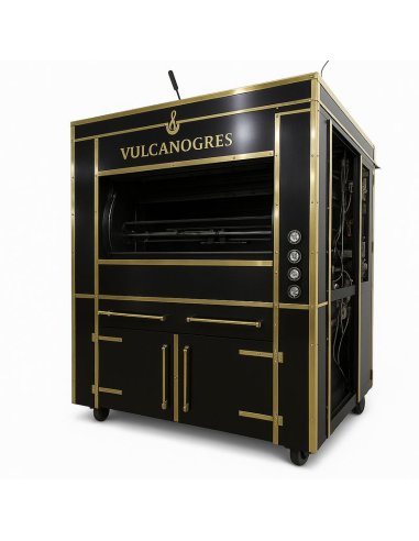 Asador de pollos al carbón de 6 astas carcasa cuadrada inox APCVG30