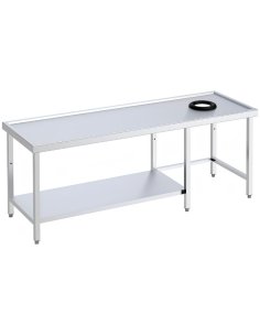 Mesa inox con aro desbarazado con estante