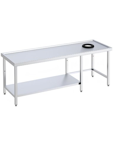 Mesa inox con aro desbarazado con estante