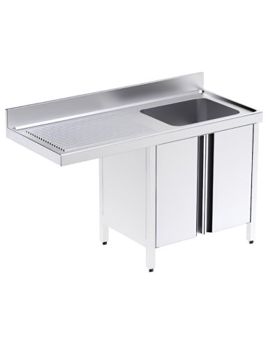 Fregadero industrial inox. mueble, hueco lavavajillas Fondo 600