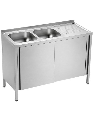 Fregadero con mueble inox 2 cubetas, 1 escurridor derecha