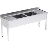 Fregadero  acero inox. con bastidor Dos Cubetas y Dos escurridores Fondo 600