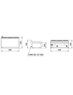 Plancha de gas  Repagas RGPG-950, -15mm. 2