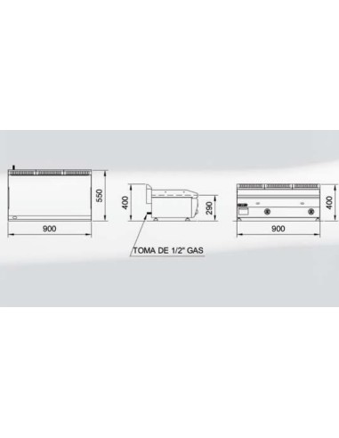 Plancha a gas CROMO DURO. RGPG-950/CD -15mm
