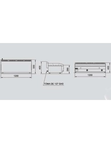 Plancha a gas CROMO DURO. RGPG-125/CD -15mm