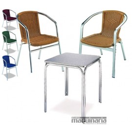 Conjunto 1 mesa cuadrada y 4 sillones MEDULA4