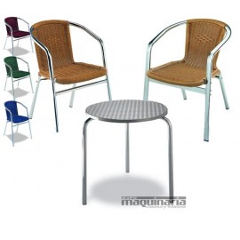 Conjunto 1 mesa redonda y 3 sillones MEDULA3