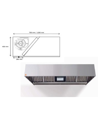 Campana extractora de pared ECO R monobloc 1000 cm largo