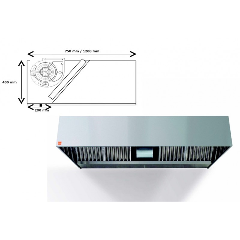 Campana extractora de pared ECO R monobloc 400º 1000 cm largo