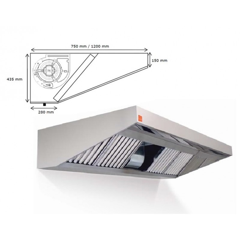 Campana extractora de pared ECO PLUS monobloc 1000 cm largo