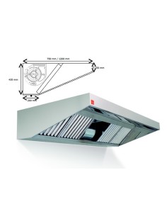 Campana extractora de pared ECO PLUS monobloc 400º 1000 cm largo