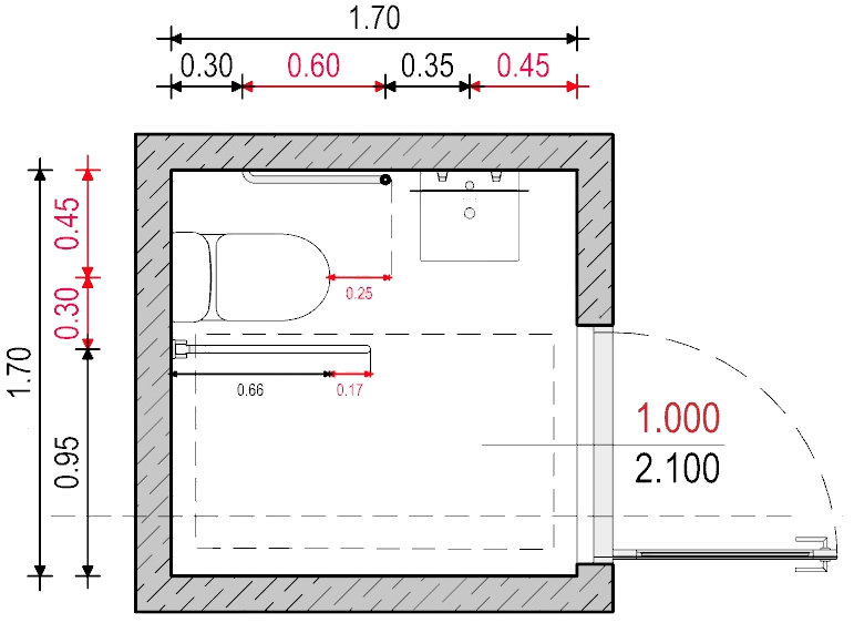 Medidas para un baño de minuisválidos