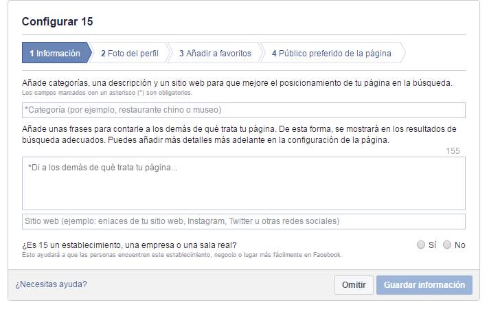 configuración pagina